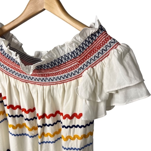 NWT Red Carter "Marilyn" White Off-The-Shoulder Dress Ric Rac Trim, Size Small - Picture 6 of 9